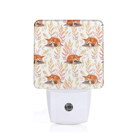 Salouo Cute Sleepy Fox for Night Lights Plug into Wall 1 Pack, 0.5W Plug in Night Light with Dusk-to-Dawn Light Sensor LED Nightlight for Bathroom, Adult, Hallway-US