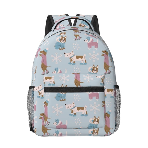 Salouo Cute Snowflake Dachshund Print Laptop Backpack 16.5'' Daypack Carry On Backpack for Men Women Outdoor Bag Laptop Sleeve and Dual for Weekender/Business/Hiking-One Size