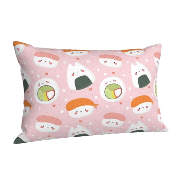 Salouo Cute Sushi Pattern Pillow Cases,1PC Pillow Covers with Envelope Closure Decorative Pillow Case for Bed Couch,Pillows Not Included-16"x24"