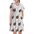 thumbnail image 1 of Salouo Cute Swan for Women's Short Sleeve Summer Dress, Pleated Loose Swing Knee Length Dresses with Pockets, 1 of 6