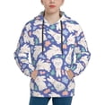 thumbnail image 1 of Salouo Cute White Rabbit Pattern Hoodie Sweatshirt for Youth, Fall Pullover Hoodie Sweatshirt Long-Sleeve Pullover Hooded Sweatshirt-Small, 1 of 6