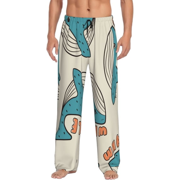 Salouo Cute colorful whale Print Pajama Pants for Men, Lounge Pants Elastic Waistband Casual Men's sleepwear Loungewear Sleep Pajama Pant-X-Large