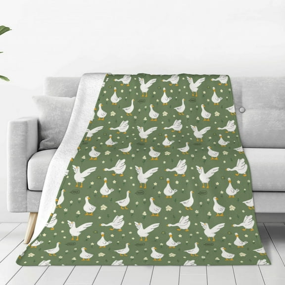 Salouo Cute goose Print Bed Blankets, Flannel Blanket Comfortable Air Conditioning Blanket Lightweight Blanket for Sofa Bed Travel & Couch-40"x30"