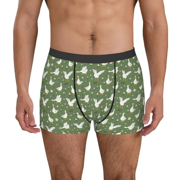 Salouo Cute goose Print Men's Boxer Briefs,Breathable Underwear Elastic Waistband Briefs for Men-Small