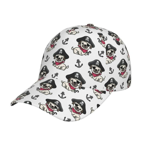 Salouo DOG IS WEARING PIRATE COSTUME Print Unisex Sports Hat, Adjustable Golf Dad Hat Outdoor Cap Mountain Dad Hat Adjustable Fit Baseball Cap for Men and Women