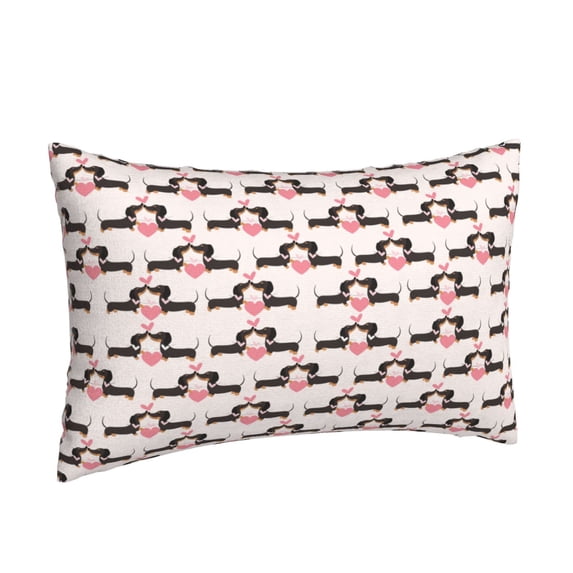 Salouo Dachshund And Hearts Print Print Pillow Case Cover,Wrinkle-Free Bed Pillow Cover Pack of 1 Home Decor Fade-Resistant and Stain-Resistant ,Pillows Not Included -14"x20"