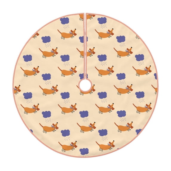 Salouo Dachshund Christmas Tree Skirt 36" Farmhouse Christmas Decorations Snowman Xmas Tree Skirt Tree Mat for Holiday Party Decor