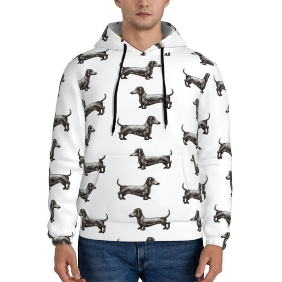 Salouo Dachshund Dog Puppy Pattern Men's Fall Hoodie Sweatshirt,Sport Hoodie with Pockets for Men Pullover Casual Hooded Sweatshirt-XX-Large