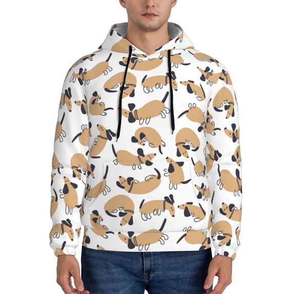 Salouo Dachshund Dog Puppy Pattern Men's Fall Hoodie Sweatshirt,Sport Hoodie with Pockets for Men Pullover Casual Hooded Sweatshirt-XX-Large