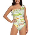 thumbnail image 1 of Salouo Dachshund Dog Puppy Pattern One Shoulder Ruffled One Piece Swimsuit for Women V Neck Swimwear Tummy Control Bathing Suit-XX-Large, 1 of 6