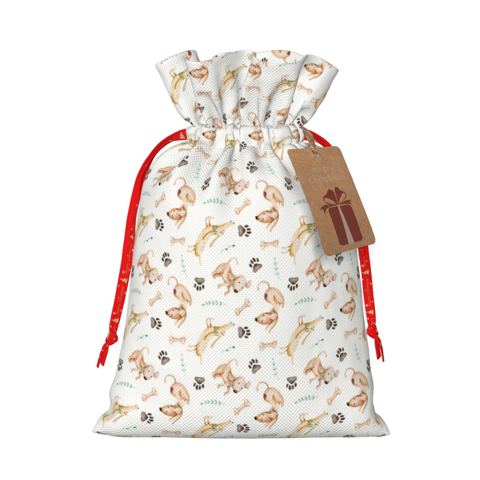 Salouo Dachshund Dog Puppy Print Drawstring Christmas Gift Bag,Xmas ...