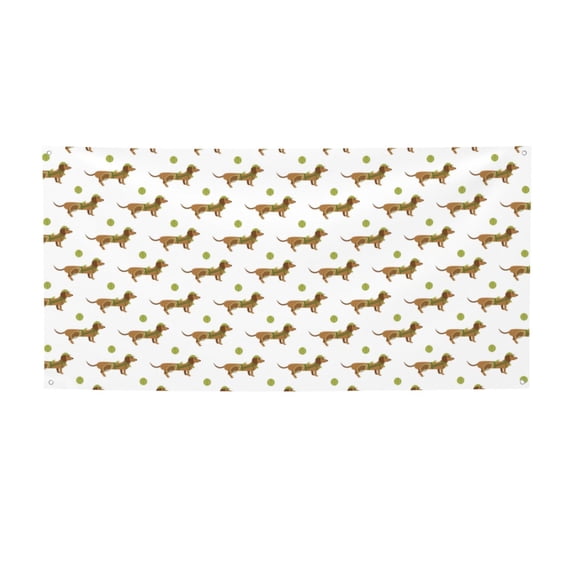 Salouo Dachshund Going To Play Tennis Pattern Holiday Banner Outside Party Decoration Banner (1PC) Festival Supplies Fit for Birthday Parties & Celebrations & Chrismas-Medium