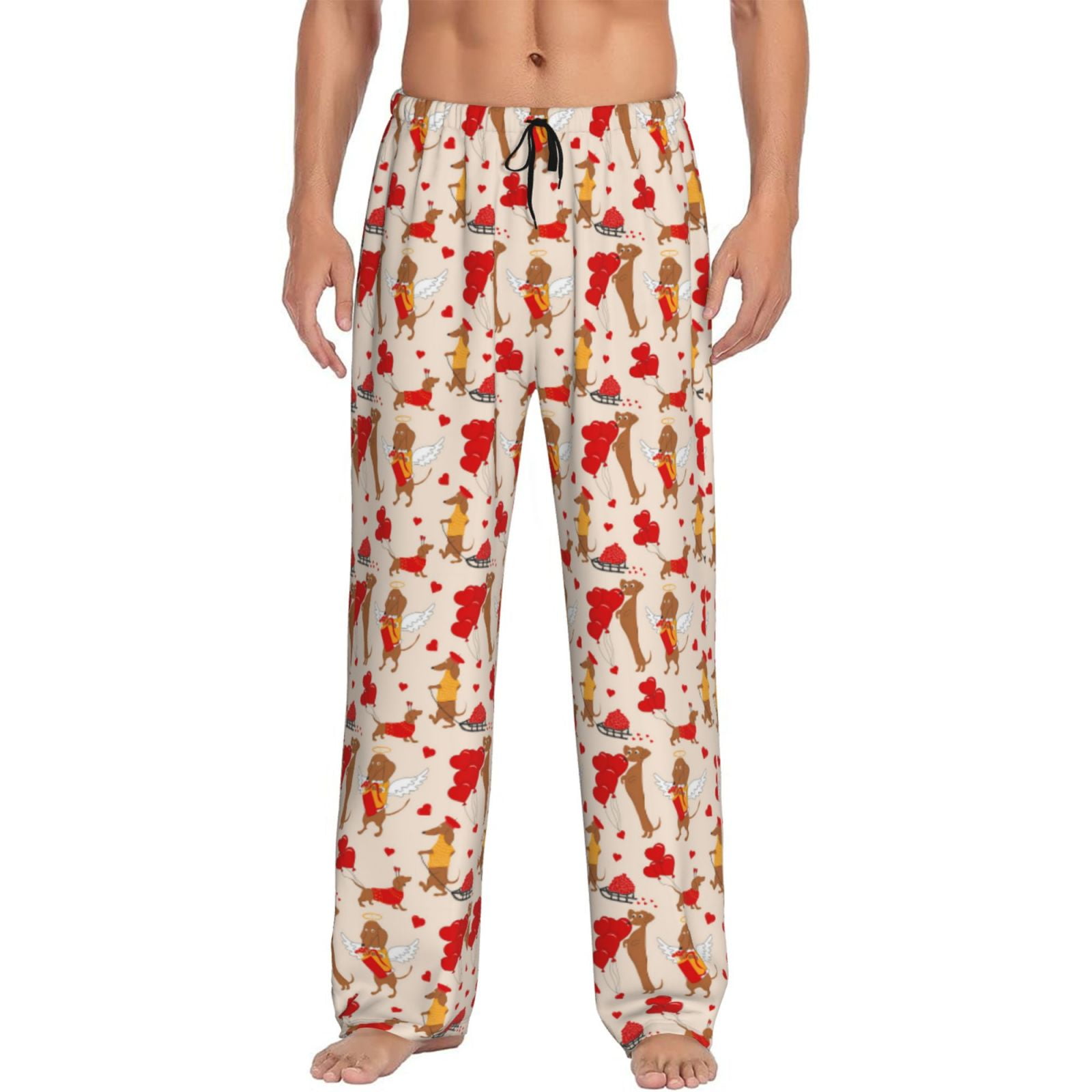 Salouo Dachshunds dogs pulls a hearts Print Pajama Pants for Men ...