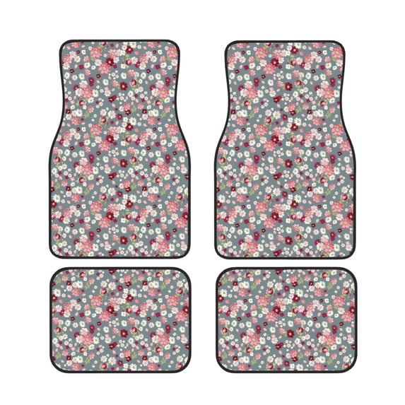 Salouo Daisies Flowers for Car Floor Mat Set of 4–Car Carpet Mats - Car Mats with Anti-Slip Backing & Driver Heel Pad Universal Fit for Cars, Trucks, SUVs, and Vans