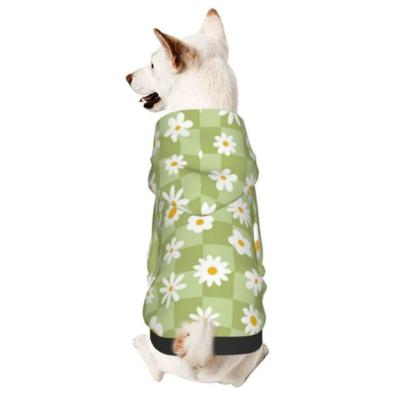 Salouo Daisies Flowers Pattern Small Dog Hoodie Sweatshirts Dog Clothes Coat Clothing Puppy Sweater Outfit Pullover Pet Winter Coat Sweater Outfit-X-Large