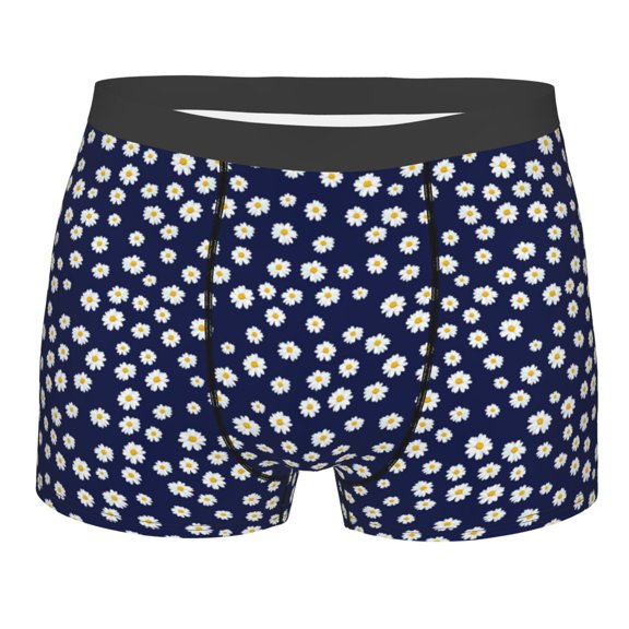 Salouo Daisies Flowers Print Men's Boxer Briefs,Breathable Underwear Elastic Waistband Briefs for Men -X-Large