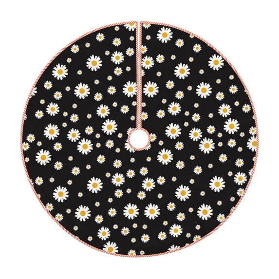 Salouo Daisy Christmas Tree Skirt 48" Farmhouse Christmas Decorations Snowman Xmas Tree Skirt Tree Mat for Holiday Party Decor