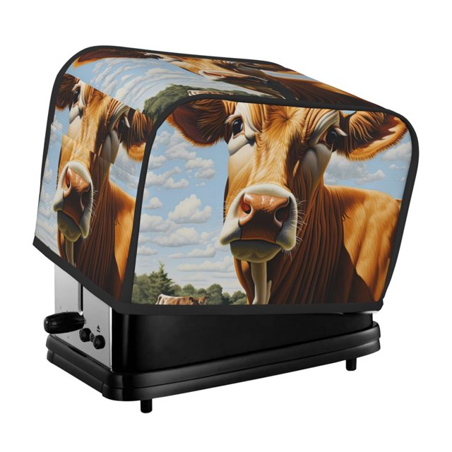 Salouo Daisy Flower Field Cow Pattern Two Slice Bread Machine Cover,Universal Kitchen Appliance