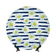 thumbnail image 1 of Salouo Daisy Striped Nautical Pattern Bone China Decorative Plate,Holiday Decor Decorative Ceramic Plates with Stand Elegant Home DéCor for Hallway/Living Room/Bedroom-7in, 1 of 6