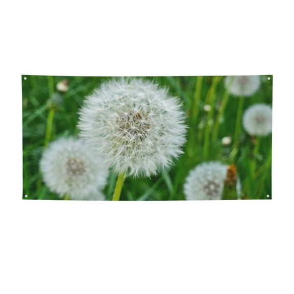 Salouo Dandelion Flower In The Meadow Pattern Holiday Banner Outside Party Decoration Banner (1PC) Festival Supplies Fit for Birthday Parties & Celebrations & Chrismas-Small