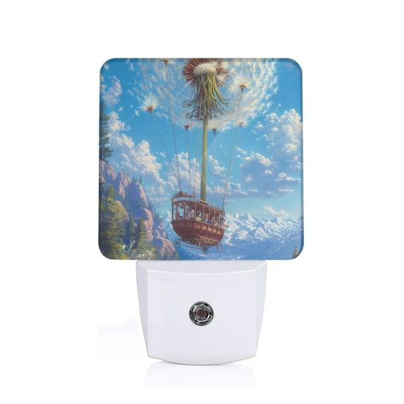 Salouo Dandelion Hot Air Balloon for Night Lights Plug into Wall 1 Pack, 0.5W Plug in Night Light with Dusk-to-Dawn Light Sensor LED Nightlight for Bathroom, Adult, Hallway-UK