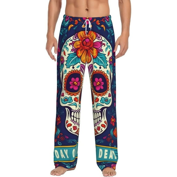 Salouo Dead Day Party Print Pajama Pants for Men, Lounge Pants Elastic Waistband Casual Men's sleepwear Loungewear Sleep Pajama Pant -X-Large