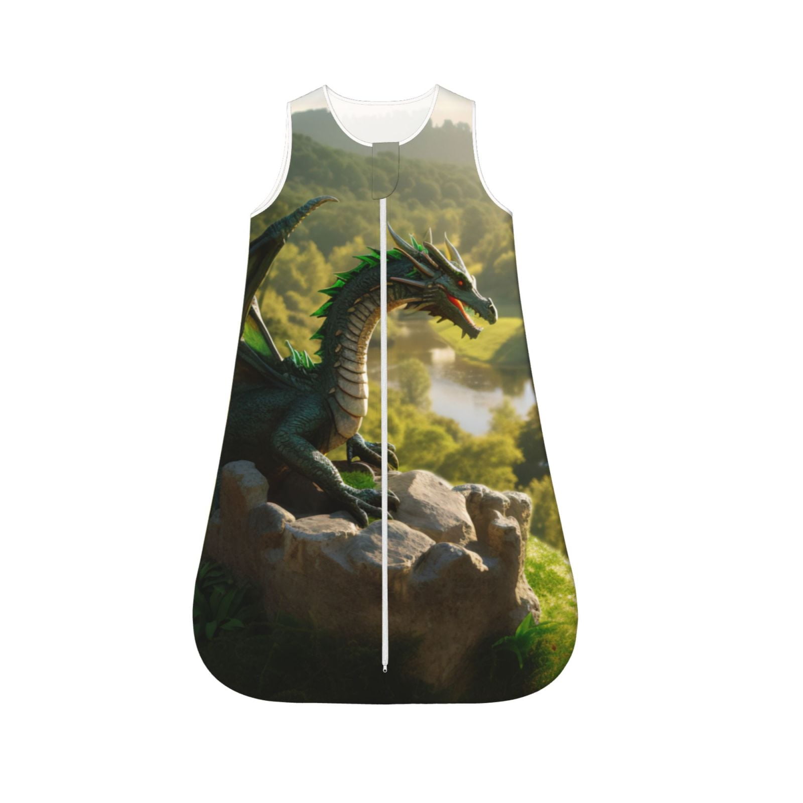 Salouo Deep Forest Stone Green Dragon Print Baby Sleep Sack Wearable