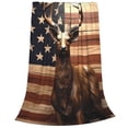 thumbnail image 1 of Salouo Deer American Flag Vintage Print Bed Blankets,Flannel Blanket Comfortable Air Conditioning Blanket Lightweight Blanket for Sofa Bed Travel & Couch -50"x40", 1 of 8