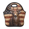 Salouo Deer American Flag Wall for Lunch Tote,Lunch Bag Insulated Lunch