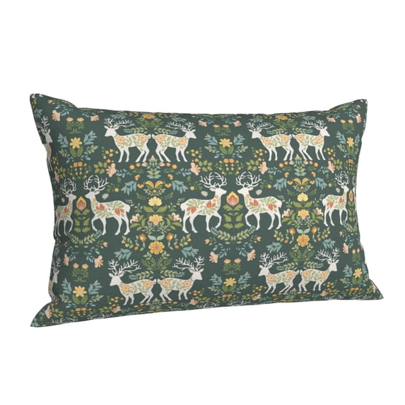 Salouo Deer And Flowers Pattern Pillow Cases,1PC Pillow Covers with Envelope Closure Decorative Pillow Case for Bed Couch,Pillows Not Included-14"x20"