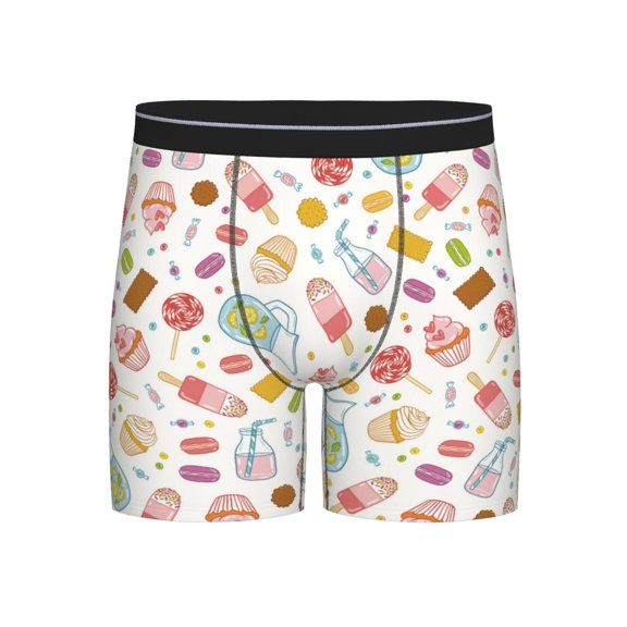 Salouo Dessert Pattern Men's Boxer Briefs, Soft & Breathable Underwear Elastic Waistband Briefs for Men,1-Pack