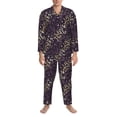 thumbnail image 1 of Salouo Dice Print Button-Front Long Sleeve Pajama Set for Men, Soft 2Pjs Men's Long Sleeve Sleepwear -X-Large, 1 of 7