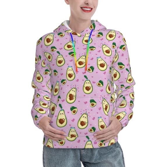 Salouo Different Avocados Pattern Hoodie Sweatshirts for Women, Autumn Pullover Hoodie Workout Sweat Women's Long Sleeve Preppy Sweatshirts-XX-Large