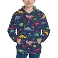 thumbnail image 1 of Salouo Dinosaur Flowers Pattern Hoodie Sweatshirt for Youth, Fall Pullover Hoodie Sweatshirt Long-Sleeve Pullover Hooded Sweatshirt-Medium, 1 of 6