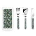 thumbnail image 1 of Salouo Dinosaur Plays Soccer Pattern 3 Pieces Toddler Utensils, Kids Silverware Set Stainless Steel Utensils for Kids Children Safe Spoons Forks & Knife Dishwasher Safe, 1 of 8