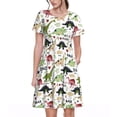 thumbnail image 1 of Salouo Dinosaur for Women's Short Sleeve Summer Dress, Pleated Loose Swing Knee Length Dresses with Pockets, 1 of 6