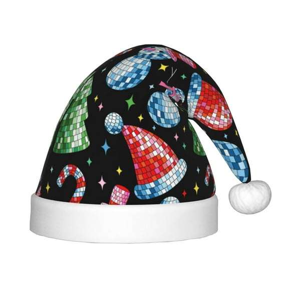 Salouo Disco Mirror Ball Snowman for Christmas Hat for Kids Xmas Holiday Hat Santa Hat for Boys & Girls Festive Headwear Accessories Fit for Christmas/ New Year/Holiday/Party