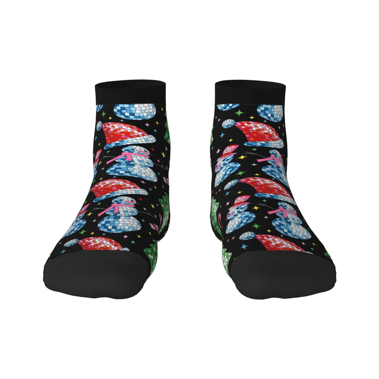 Salouo Disco Mirror Ball Snowman Pattern Unisex Middle Tube Socks ...