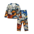 thumbnail image 1 of Salouo Dog Guitar Starry Night Pattern Women's Pajamas Set Long Sleeve Button Down Sleepwear Soft Pj Lounge Sets for women 2 Piece Pjs Set with Long Pants-Medium, 1 of 7