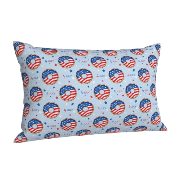 Salouo Donut with the USA Fag Pattern Pillow Cases,1PC Pillow Covers with Envelope Closure Decorative Pillow Case for Bed Couch,Pillows Not Included-16"x24"