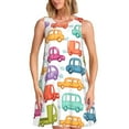 thumbnail image 1 of Salouo Doodle Cars for Women's Summer Dresses 2025 Beach Casual U Neck Sleeveless Tank Loose Sundress with Pocket -3X-Large, 1 of 7