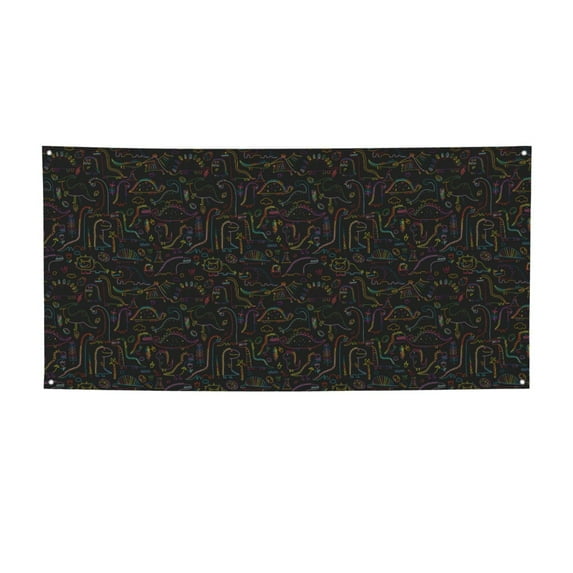 Salouo Doodle Dinosaur Pattern Holiday Banner Outside Party Decoration Banner (1PC) Festival Supplies Fit for Birthday Parties & Celebrations & Chrismas-Small