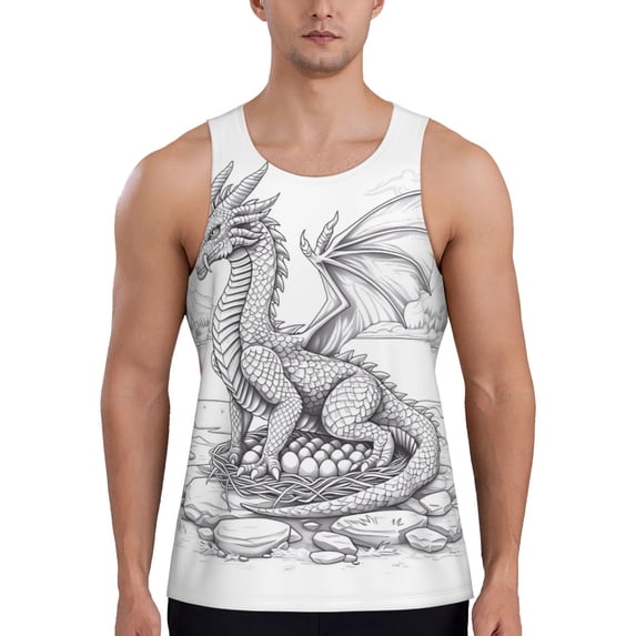 Salouo Dragon Nest Sketch for Men's Tank Tops,Sleeveless Muscle Shirts for Men Quick Dry Workout Tank Top Gym Muscle Tee Fitness Bodybuilding Sleeveless T Shirt-XX-Large