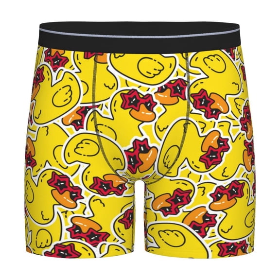 Salouo Duck with Star Sunglasses Pattern Men's Boxer Briefs, Soft & Breathable Underwear Elastic Waistband Briefs for Men,1-Pack