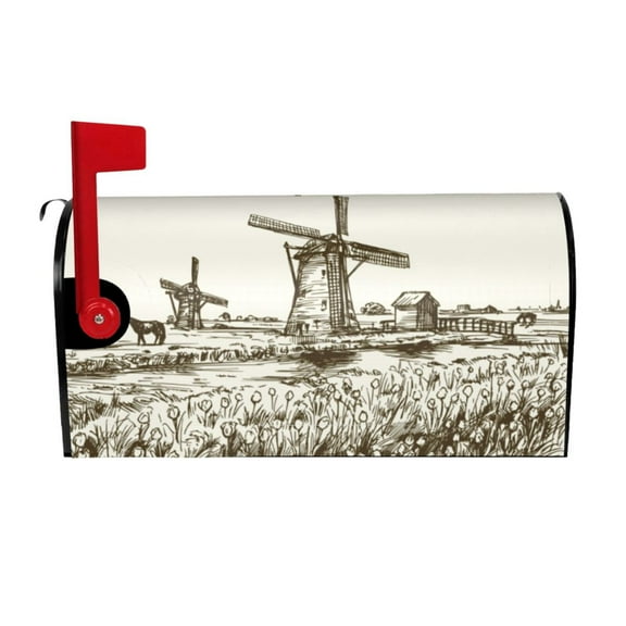 Salouo Dutch Windmill for Magnetic Mailbox Covers Waterproof Post Box Cover Post Letter Box Cover Post Box Cover Home Decor for Garden/Yard /Farmhouse-21x18 in