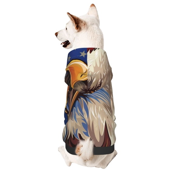 Salouo Eagle With USA Flags Pattern Small Dog Hoodie Sweatshirts Dog Clothes Coat Clothing Puppy Sweater Outfit Pullover Pet Winter Coat Sweater Outfit-Large