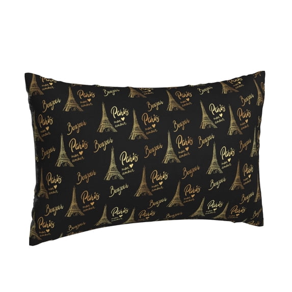 Salouo Eiffel Tower Print Print Pillow Case Cover,Wrinkle-Free Bed Pillow Cover Pack of 1 Home Decor Fade-Resistant and Stain-Resistant ,Pillows Not Included -20"x30"
