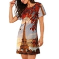 thumbnail image 1 of Salouo Eiffel Tower Print Short Sleeve Sleepshirt for Womens Comfy Nightgown Scoopneck Cute Nightdress Ruffle -Large, 1 of 7