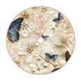 thumbnail image 1 of Salouo Elegant Butterflies And Pearls Christmas Tree Skirt 36" Farmhouse Christmas Decorations Snowman Xmas Tree Skirt Tree Mat for Holiday Party Decor, 1 of 8