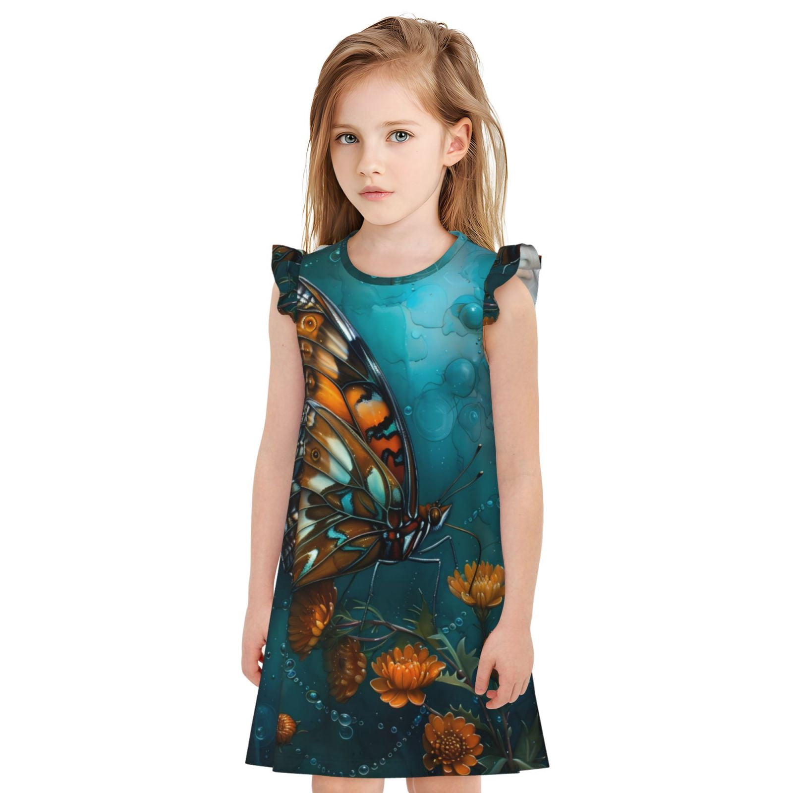 Salouo Elegant Butterfly And Flowers Print Nightgowns for Girls,Cute ...